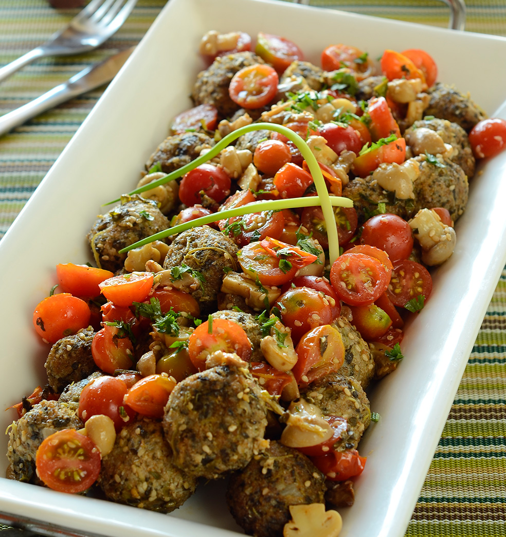 Malfatti de espinaca con hongos salteados