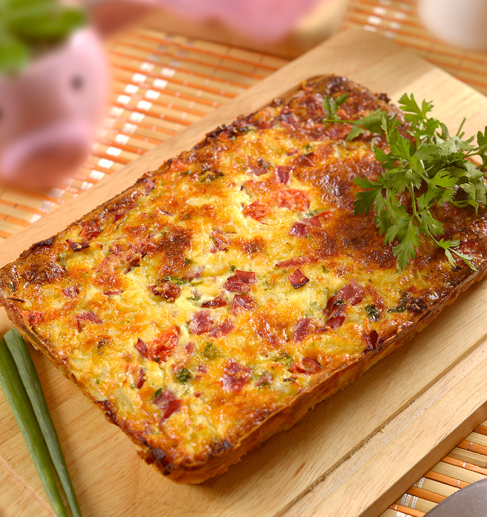 Pastel de coliflor, jamón y queso