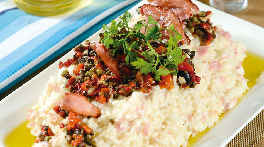 Risotto casalingo con panceta y jamón