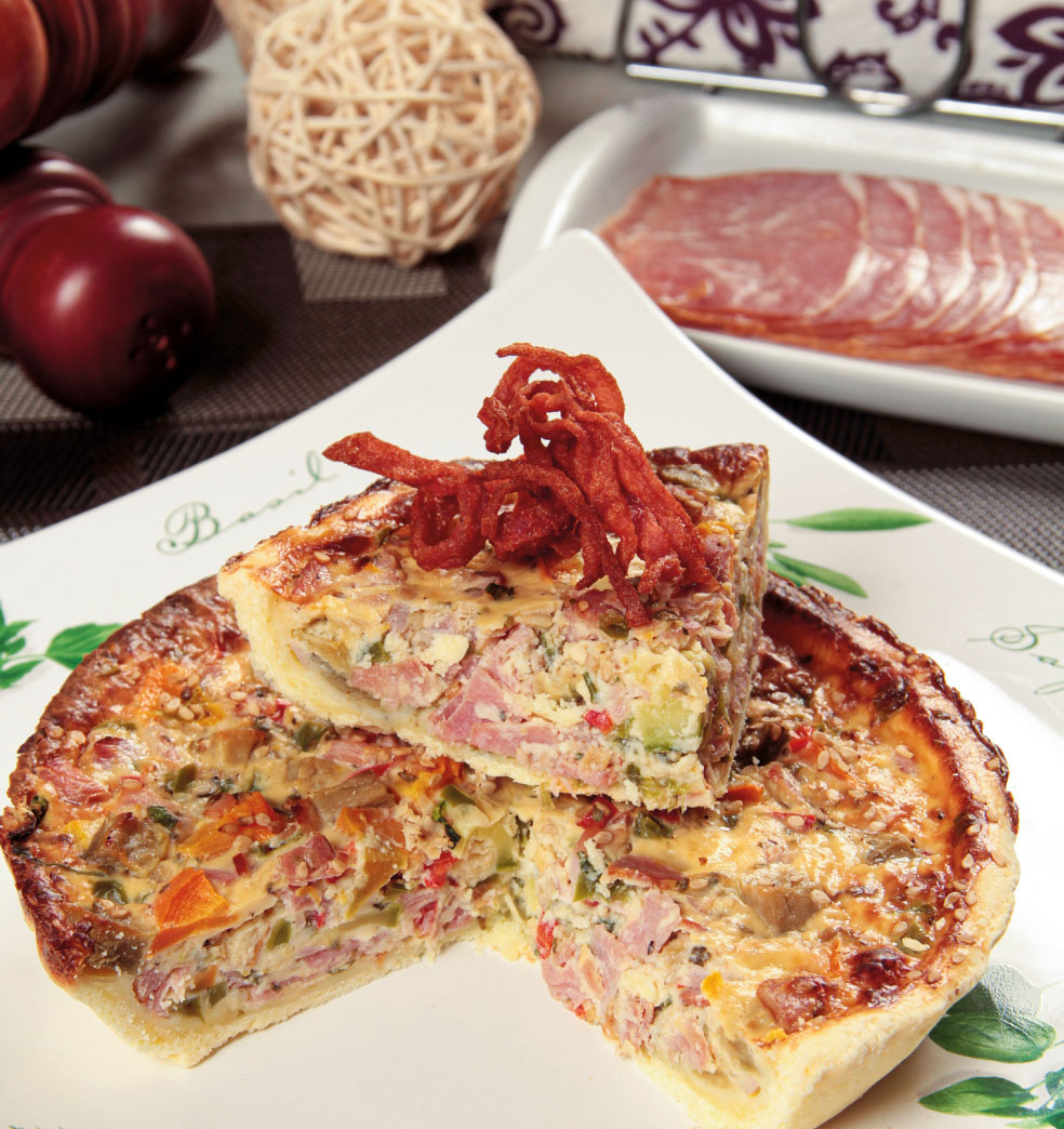 Tarta de jamón crudo y verduras