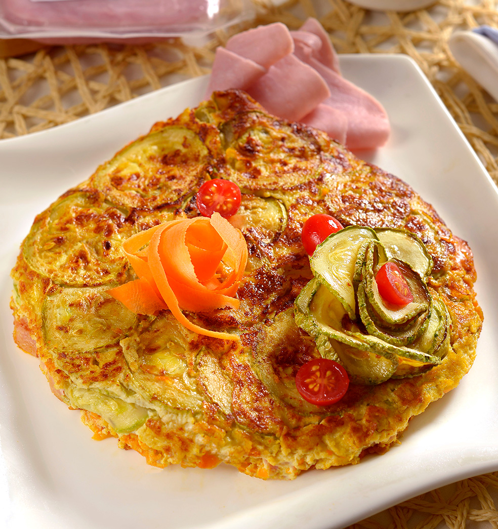 Tortillas de vegetales, jamon y fiambre